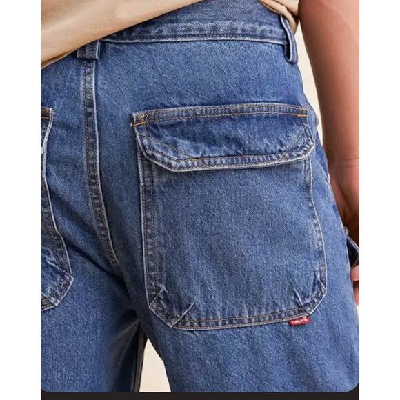 LEVI'S Jeans Mens 38x32 Blue Denim Loose Cargo Pants Baggy Fit Workwear NEW - Picture 4 of 11